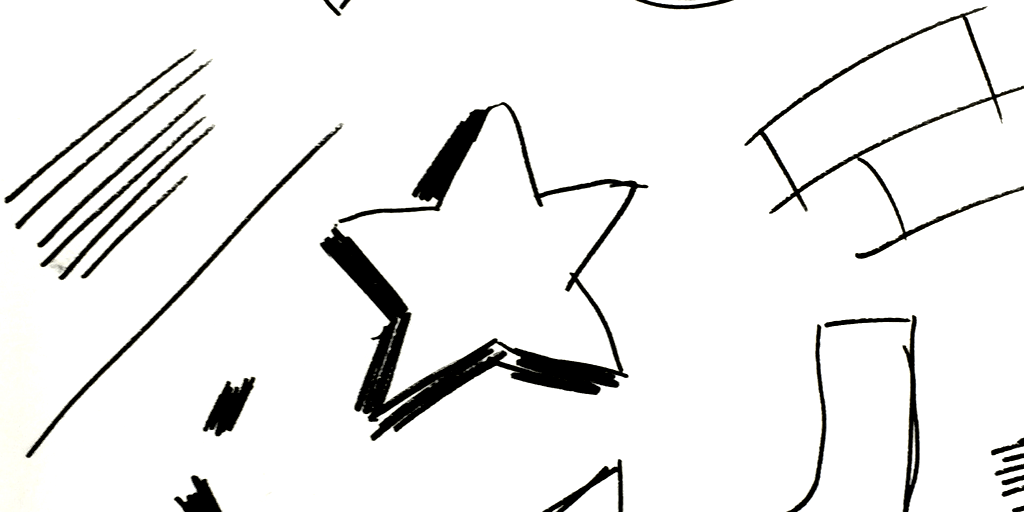 A drawing of a star and some lines from my sketchbook.