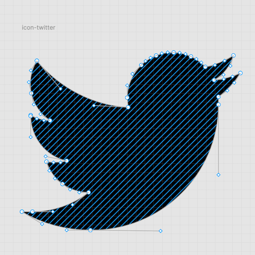 Screenshot of the Twitter bird being edited in a vector drawing application